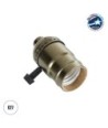 GLOBOSTAR® LAMPHOLDER 78964 Ντουί E27 με Διακόπτη On-Off IP20 Μπρούτζινο - Μ5.5 x Π3.6 x Υ7cm